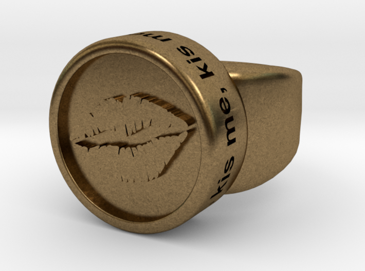 Valentine &quot;Kis me&quot; seal ring 3d printed