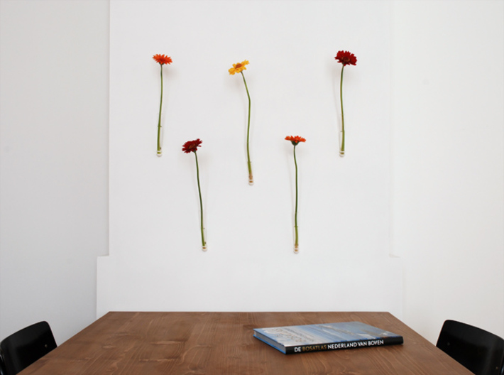 Wallflower  -single 3d printed test tube vases in situ