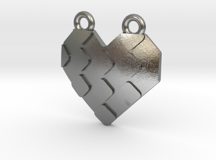 Origami Heart Pendant - checkered 3d printed