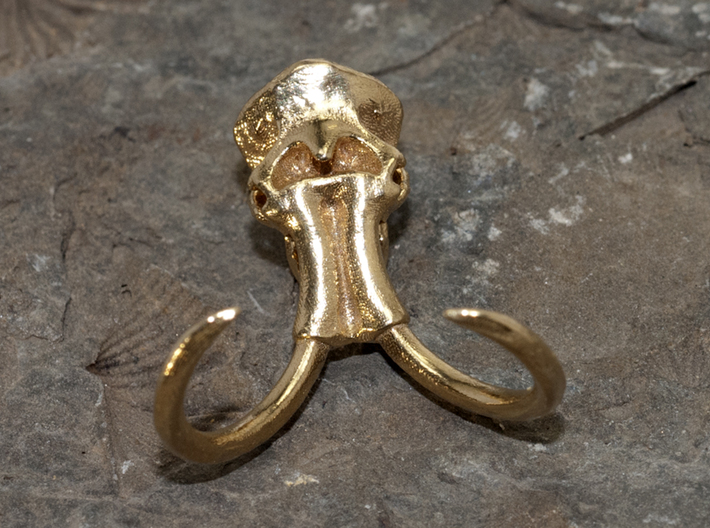 Woolly Mammoth Skull with loop 3d printed brass pendant