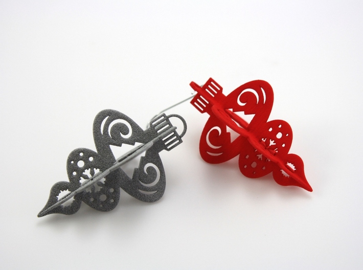3-Tiered 3D Ornament 3d printed Shown with a Metallic Plastic (Left)
