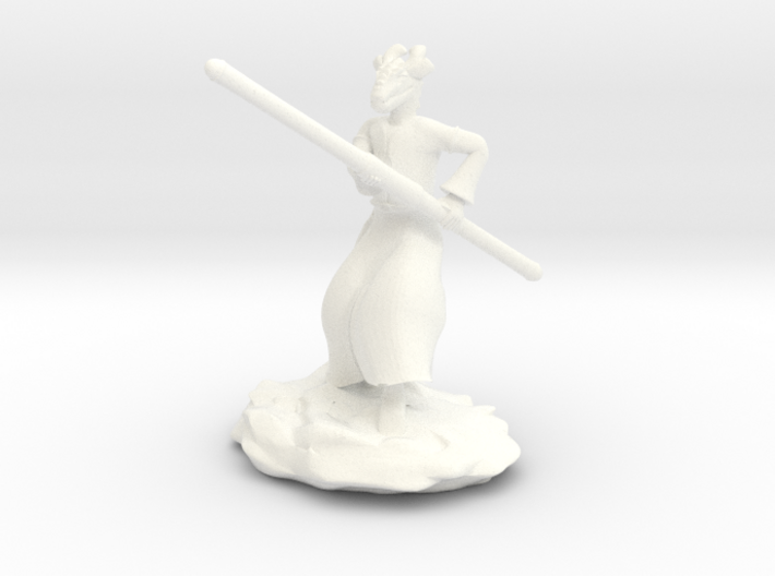 Dragonborn Monk in Robes with Quarterstaff 3d printed 