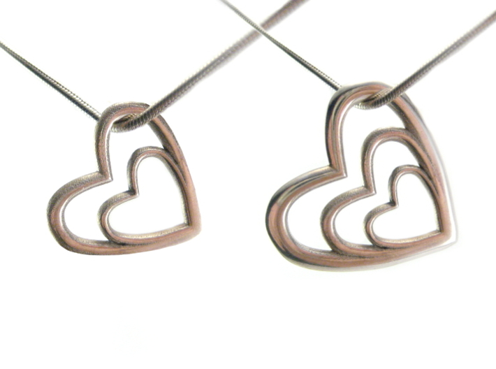 Heart Necklace - Customizable 3d printed Both the 2 Heart and the 3 Heart