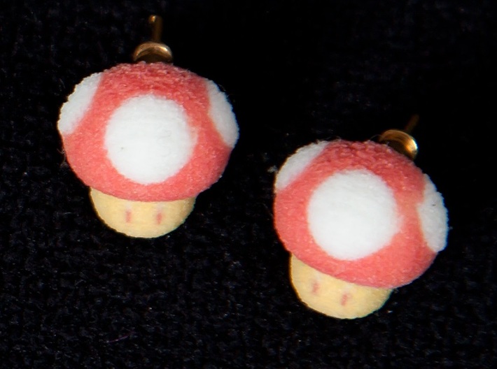 Super Mario Mushrooms Earrings 3d printed