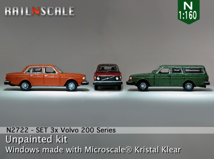 SET 3x Volvo 200-series (N 1:160) 3d printed