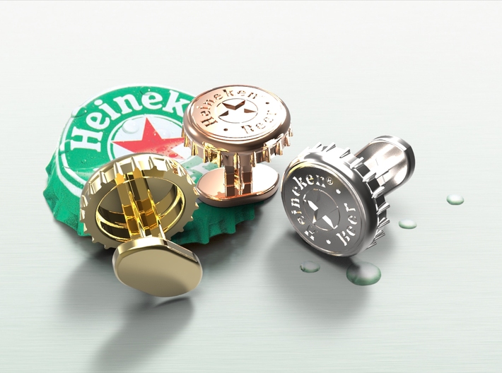 Heineken beer cap cufflinks 3d printed 