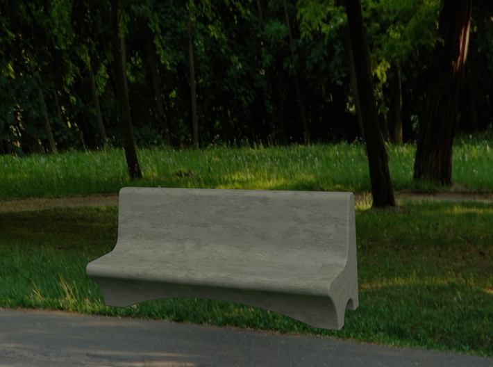 HO Scale Concrete Bench 3d printed 