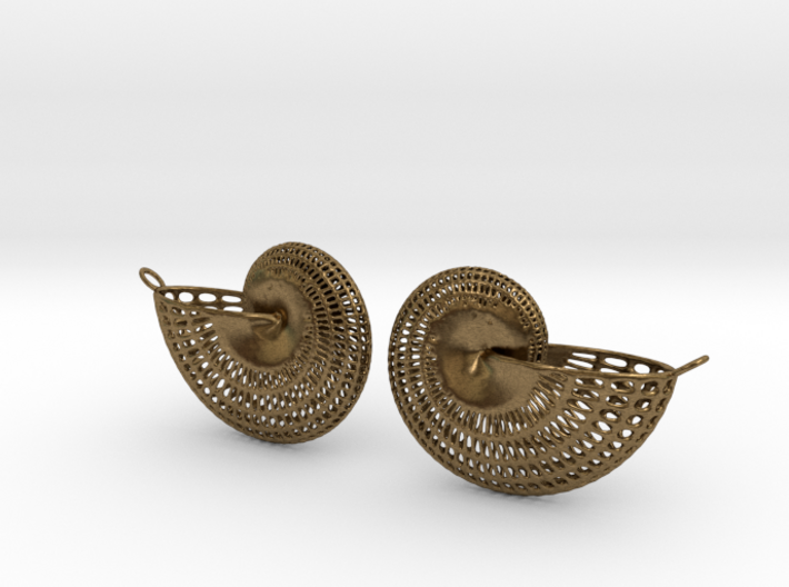 Nautilus Earring Pair (2) with attachment loop 3d printed