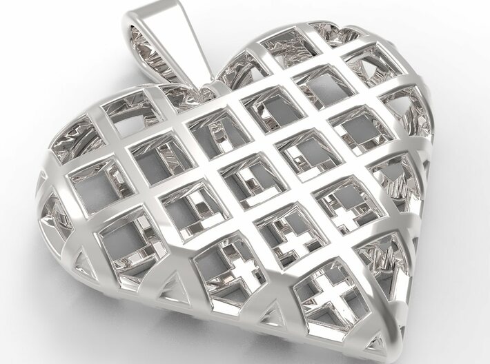Heart wireframe pendant 3d printed