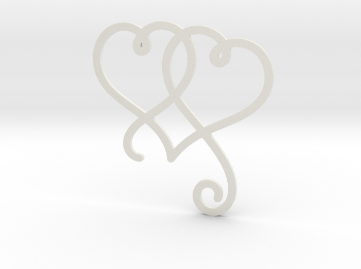 Linked Swirly Hearts (Thin) 3d printed