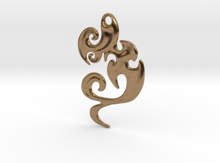 Abstract Pendant 'Waves and Fins' 3d printed