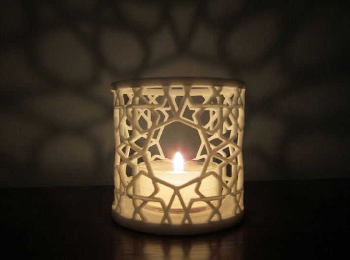 Islamic Tealight Holder 3d printed Showing the beautiful shadows