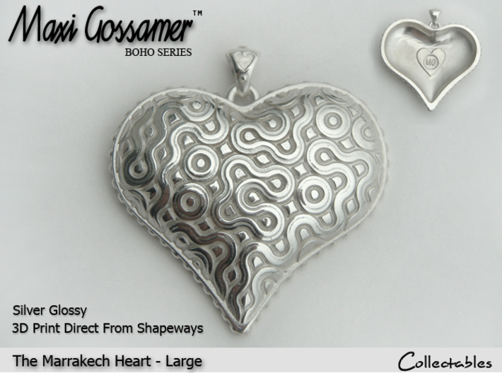 Marrakech Heart Pendant - Large 3d printed