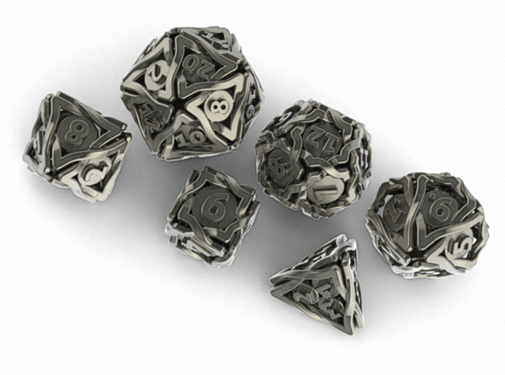 'Twined' Dice Gaming Die Set (6 dice) 3d printed 