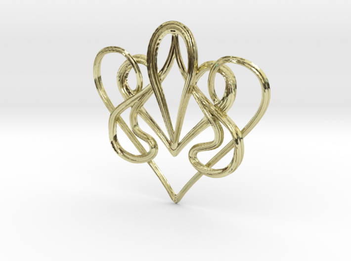 Nouveau Swirl Heart Pendant 3d printed
