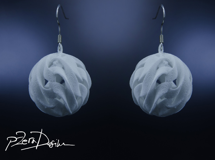 Globe Wave Earrings / Fireball Handmade Earrings 3d printed 