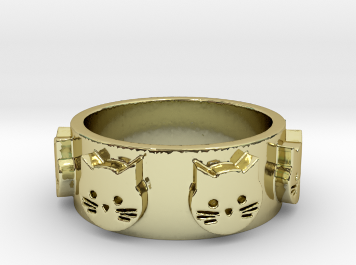 Ring of Seven Cats Ring Size 6.5 3d printed