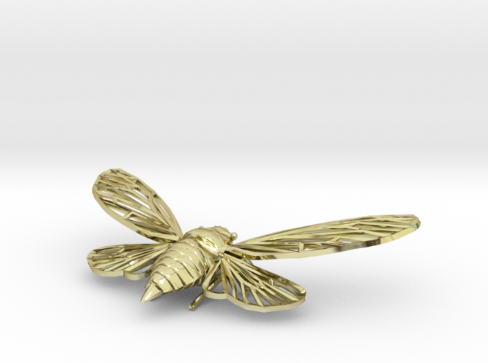 Gold-Plated Brass Cicada 3d printed