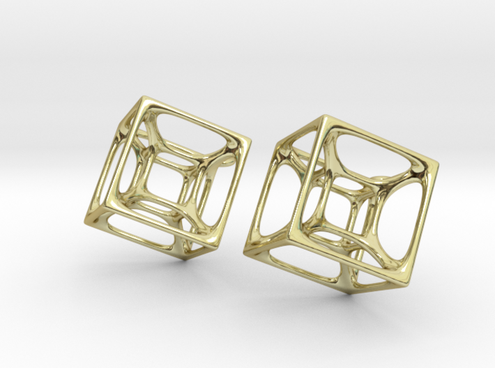 Hypercube Earrings 3d printed