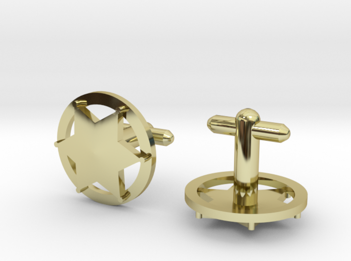 Sheriff's Star Cufflink (Style 3) Silver,Brass,Gol 3d printed