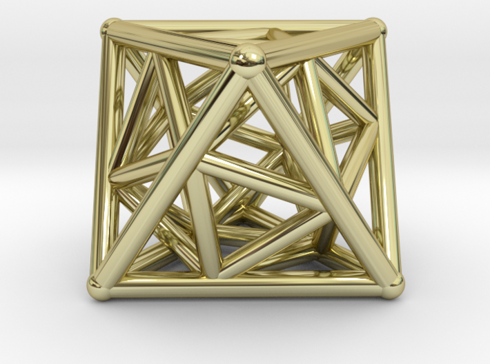 Golden Octahedron Pendant #2 3d printed