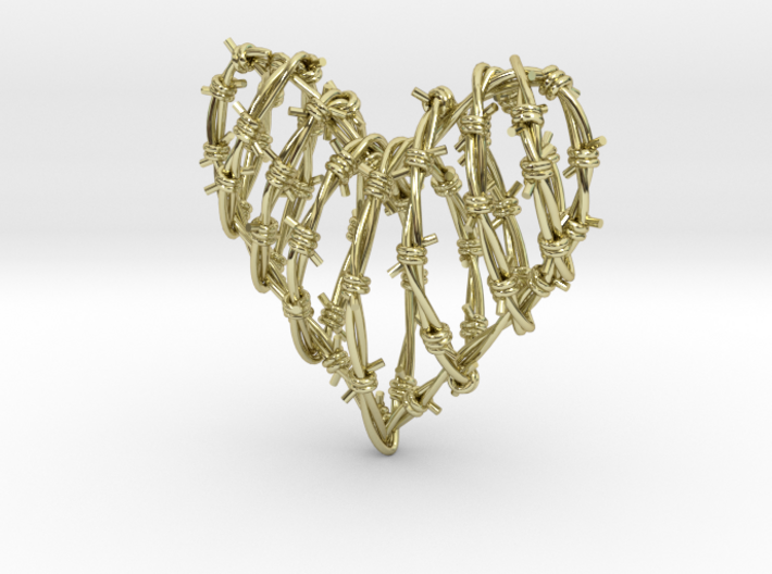 Barbed Wire Heart Cage Pendant 3d printed