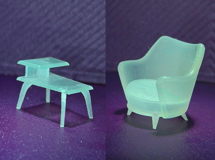 1:48 Moderne Tub Chair Set 3d printed