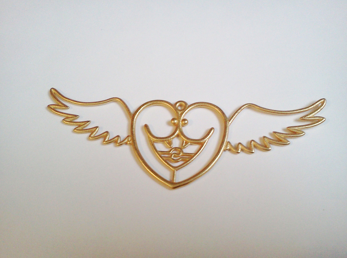 Lovebird 3d printed Polished Gold Steel