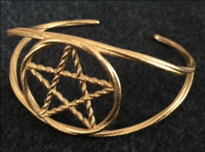 Woven Pentacle cuff/armband 3d printed The woven pentacle cuff in polished gold steel.