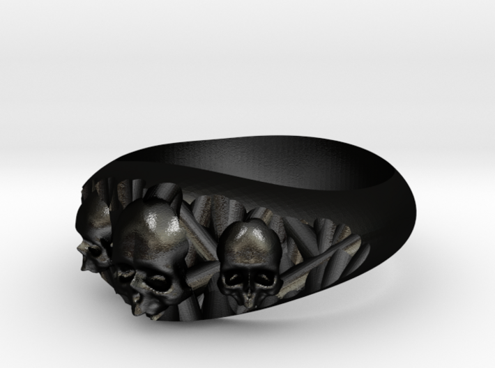 Cutaway Ring With Skulls Sz 9 3d printed