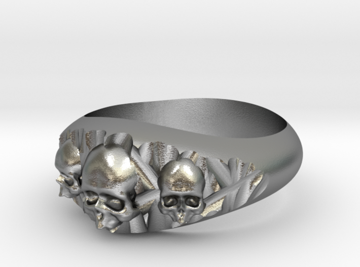 Cutaway Ring With Skulls Sz 9 3d printed