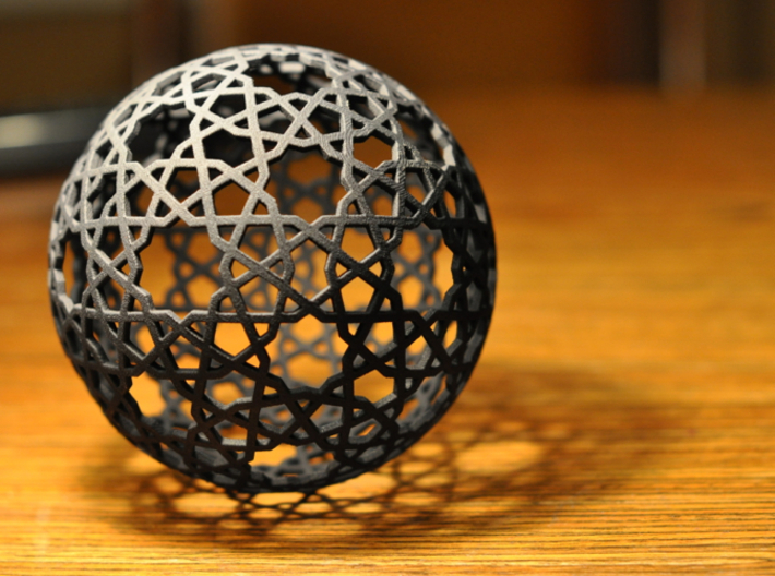 Islamic star ball with 9- and 10-pointed stars 3d printed