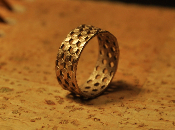 Parquet Deformation Ring (57mm) 3d printed Stainless steel