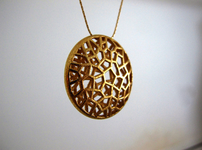 Bio Cell Pendant 3d printed Gold Plated Glossy