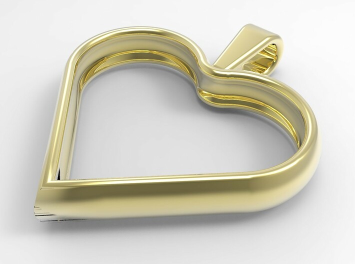 Simple heart pendant 3d printed A rendering in polished brass