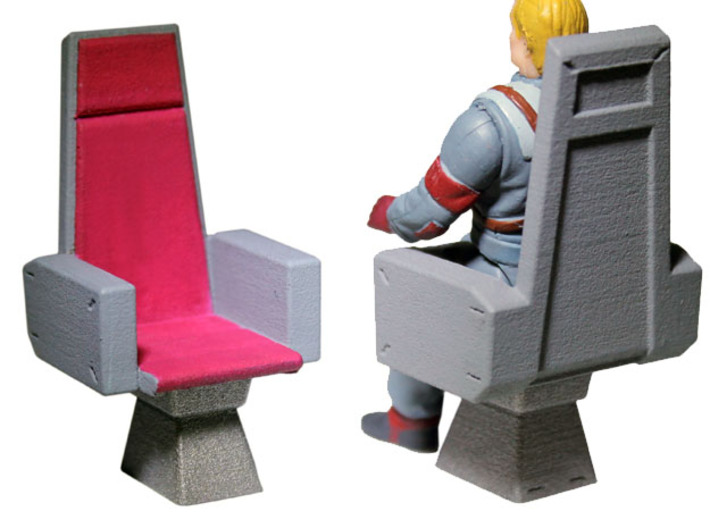 M.A.S.K. Energy Room Chair 3d printed Painted Prototype printed in White Strong &amp; Flexible Polished (Matt Trakker figure shown for reference only, not included!)