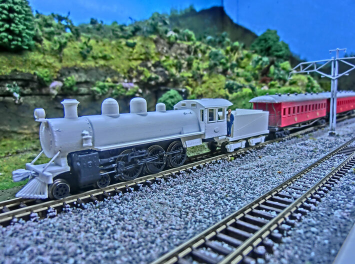 NZ120 Q Class Shell 3d printed Sitting on a N scale Microace 4-6-2 Chassis 