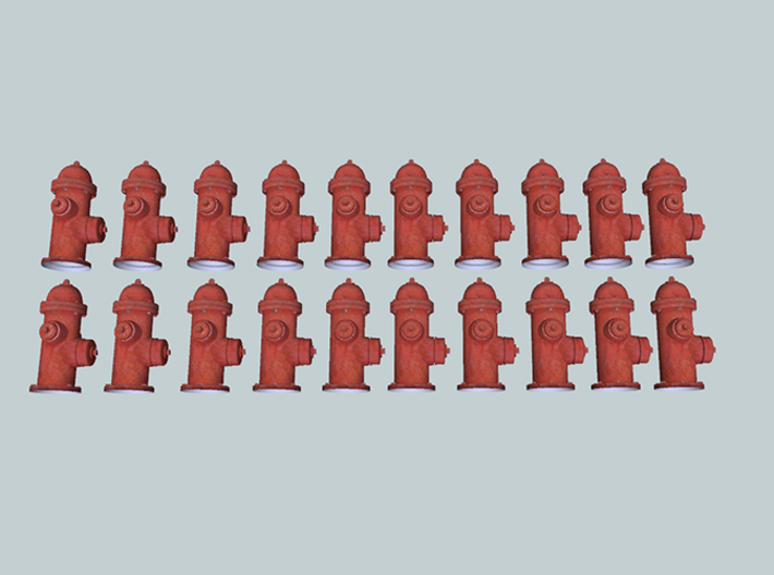 20 N-scale (1:160) Fire Hydrants 3d printed 
