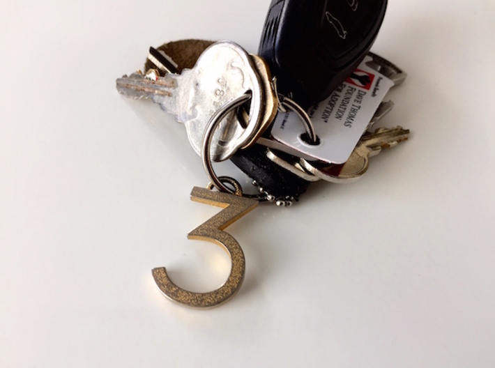 Lucky Number 3 Keychain 3d printed 