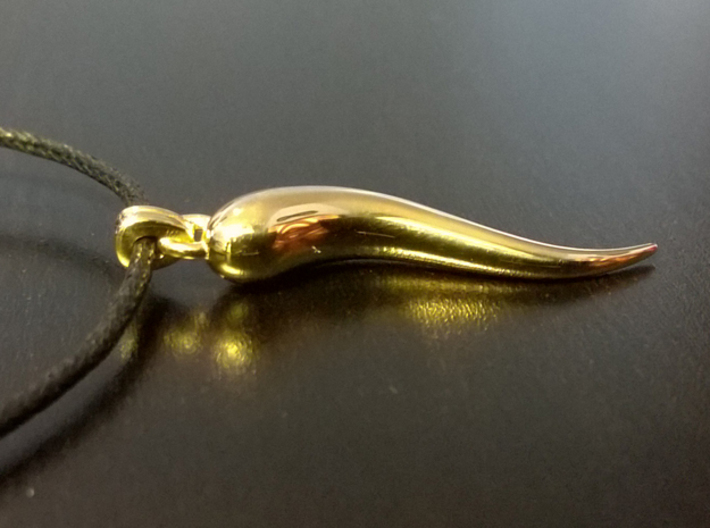 Cornicello Charm 3d printed Cornicello Charm in Polished Brass
