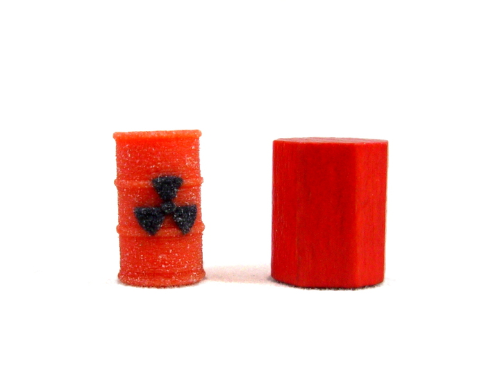 Power Grid Red Uranium Barrels, Set of 12 3d printed Pictured next to original piece to show size.