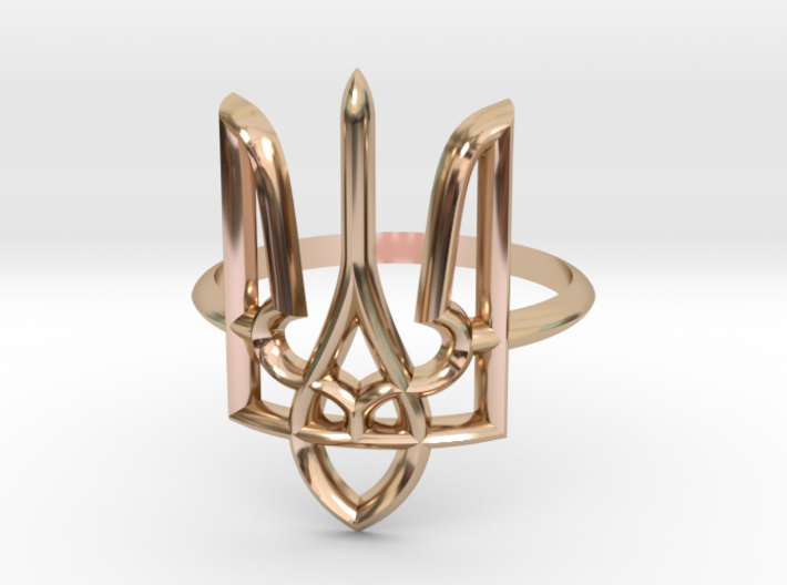 Ukrainian Trident Ring. US 6.0 3d printed 14k Rose Gold Plated