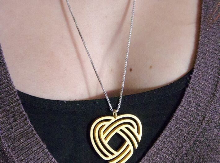 Simply Celtic Heart Necklace 3d printed Necklace in Polished Gold Steel