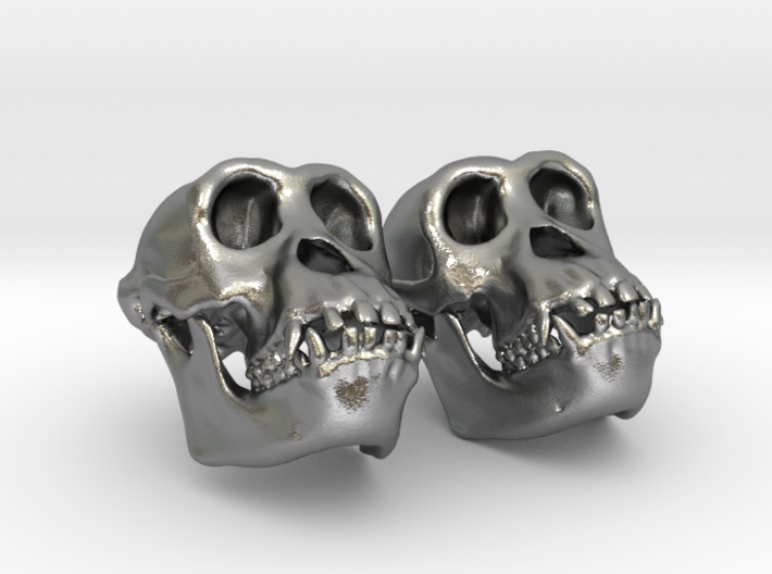 Chimpanzee Skull Earrings (Vertical Loop 25mm) 3d printed