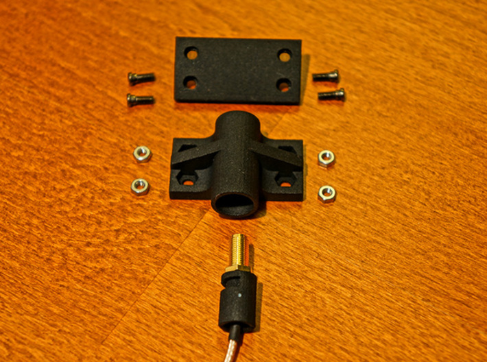 SRH-771 to Taranis X9D Antenna Holder 3d printed All the necessary Parts for Installation laid out - Antenna Extension Cable, Screws and Nuts are NOT part of the Purchase!