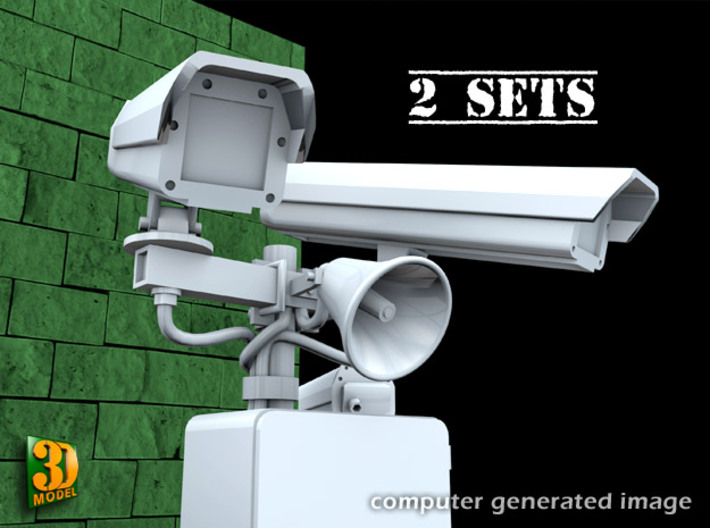 Surveillance cameras (double pack) 3d printed surveillance camera - on polemount