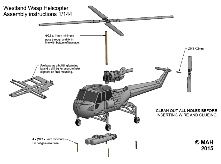 Westland Wasp Helicopter Kit 1/144 3d printed