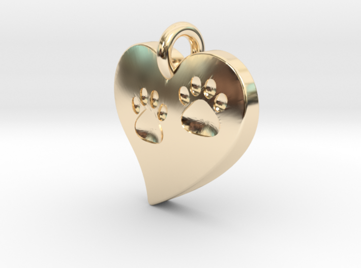 Pet Paw In Heart B 3d printed