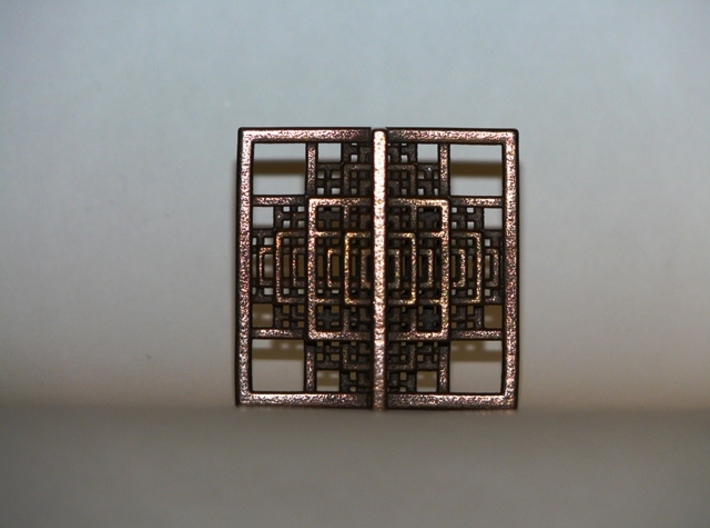 Beamed Octahedron Fractal - Medium 3d printed Polished Bronze Steel