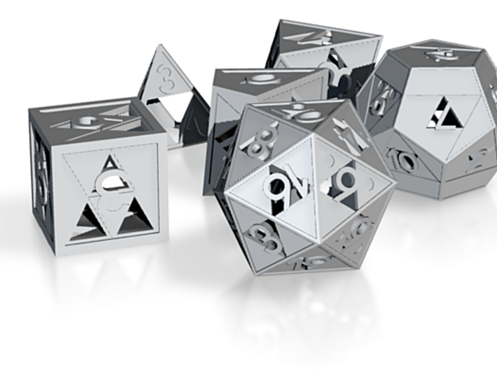 Triforce dice 6 piece set 3d printed 